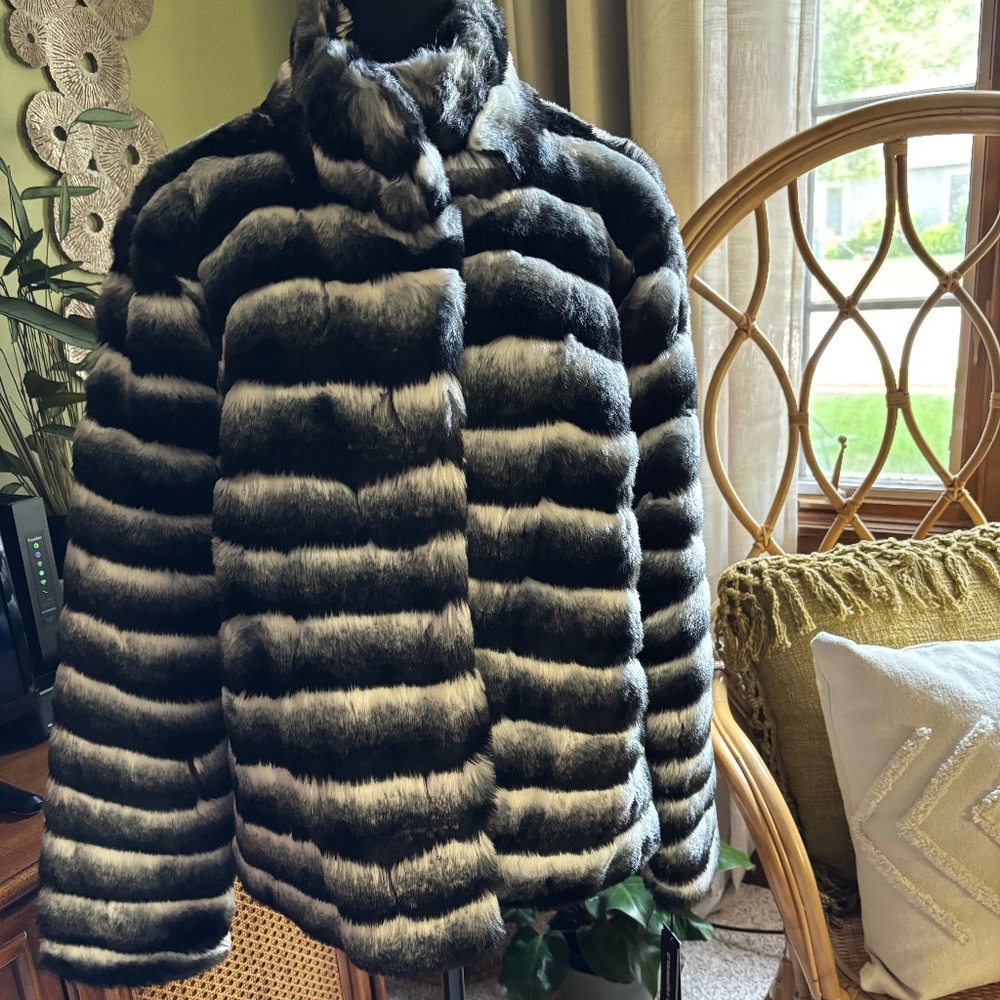 Karl Lagerfeld Chinchilla Faux Fur Jacket XLG